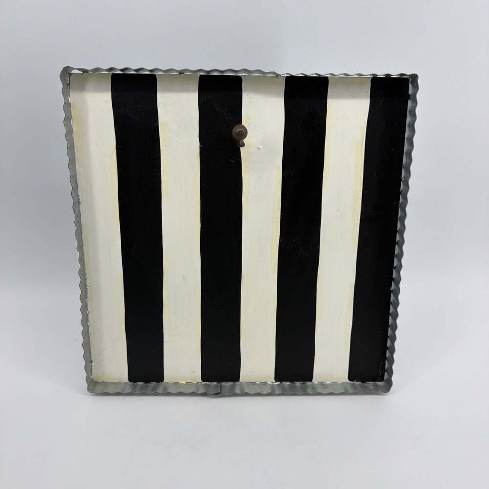 Round Top Collection Black & White Stripe Gallery Art Display Board Charm Holder
